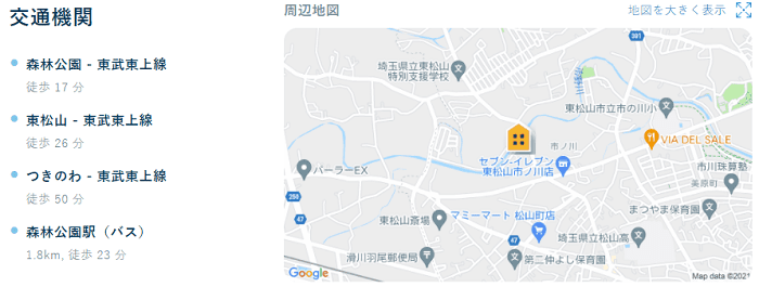 ビレッジハウス東松山タワー地図写真
