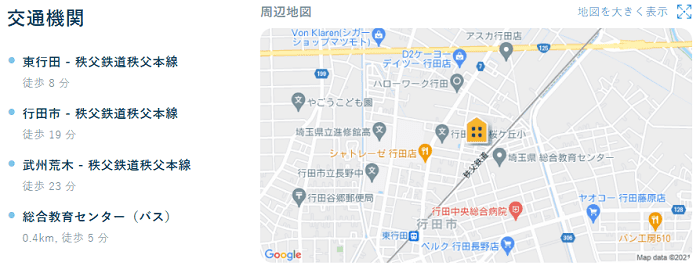 ビレッジハウス行田地図写真